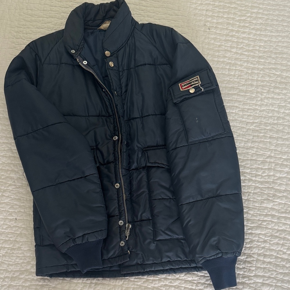 Vintage racing Men's Navy Puffer Jacket